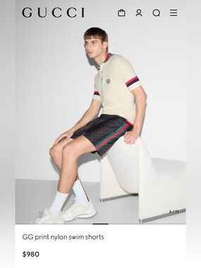 Gucci GG-Print Swim Shorts with Web Side Panels